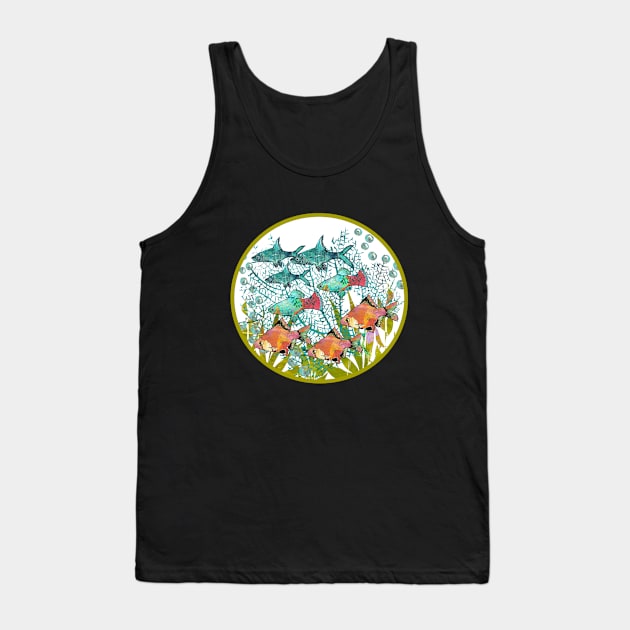 School of Tropical Fish Bala Shark, Tiger Barbs, Plattys Tank Top by Gina's Pet Store